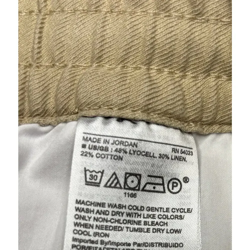 Banana Republic Pants Linen Cropped Drawstring Straight Cream Boho Beach size XL
